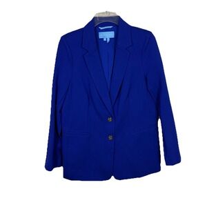 Draper James Royal Blue Blazer Women S Two gold color button Closure Jacket